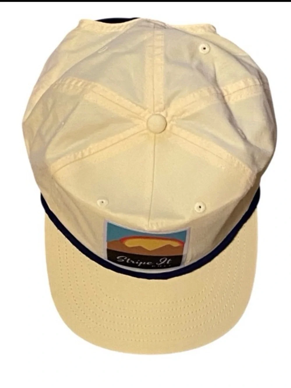 Stripe It Golf Retro Rope Snapback Hat Pale Yellow Grandpa Golf Cap EUC